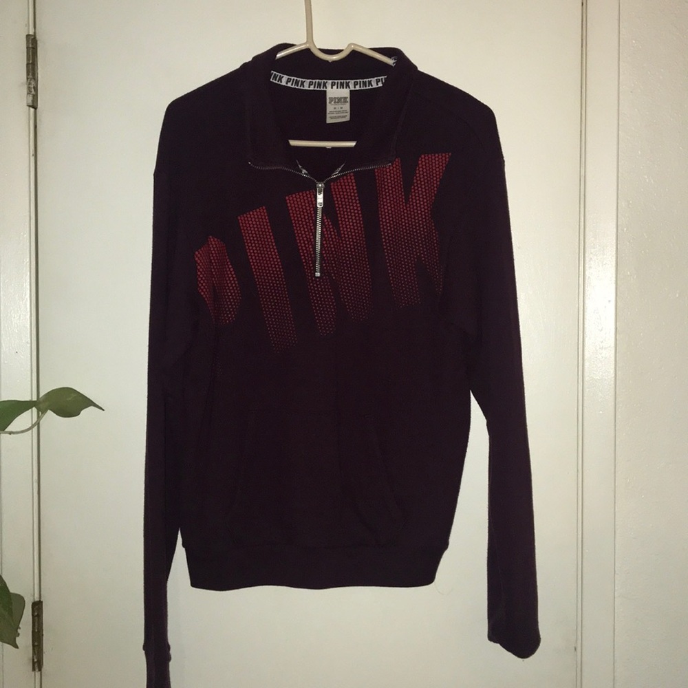 PINK burgundy quarter zip sweatshirt